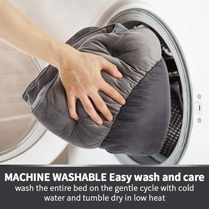 Asvin Medium Dog Bed for Medium Dogs, Cat Beds for Indoor Cats, Pet Bed for Puppy and Kitty, Extra Soft & Machine Washable with Anti-Slip & Water-Resistant Oxford Bottom, Grey, 25 inches-PawvioPets