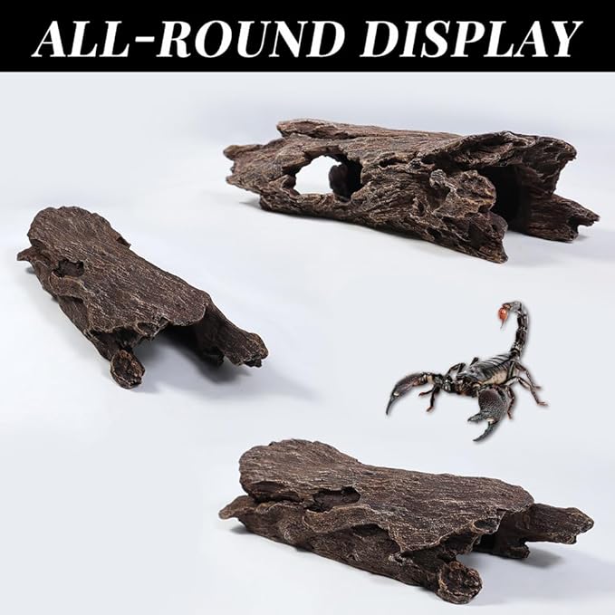 Fish Tank Decorations - Large Aquarium Decorations Air Bubbler Tree Fish House for Betta Hideout Caves Buddha Decor Temple Ruins Arched Betta Fish Accessories Reptile House Shelter Decor (Wood A-M)-PawvioPets