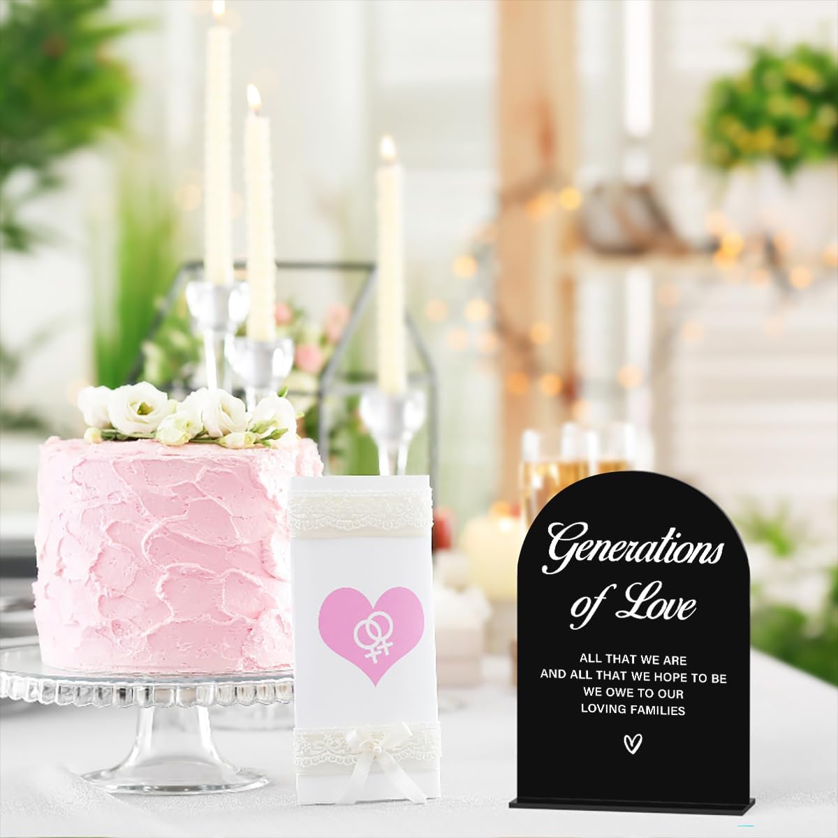 Acrylic Wedding Sign Generations of Love Sign for Wedding Wedding Signs for Ceremony Modern Calligraphy Arch Acrylic Table Top Sign for Wedding Reception and Event Party Table(black)