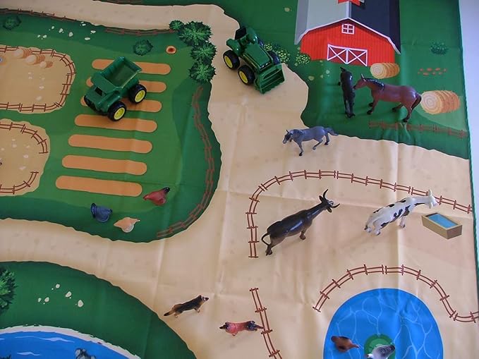 Farm Play Mat for Farm Toys | Foldable Solution |Large Size 57” x 57” | Farm Animals | Tractor Play| Activity Mat | by Play Mat Factory-PawvioPets