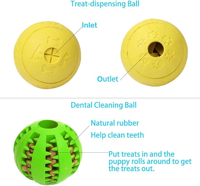 5 Different Functions Interactive Dog Puzzle Toys Balls for Medium Large Dogs, Food Treat Dispensing Dog Toys-PawvioPets