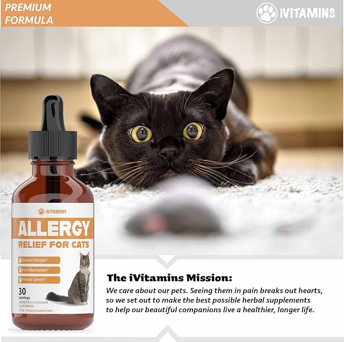 Allergy Relief for Cats | Helps to Naturally Support Allergy & Itch Relief for Cats | Cat Allergy | Cat Itch Relief | Cat Itchy Skin Relief | Cat Allergy Relief for Cats | Cat Supplements & Vitamins-PawvioPets