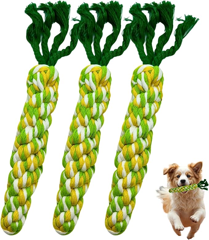 3PCS Rainbow Woven Pet Chew Set, Colorful Puppy Teething Chews, Dog Chew Toys, Cat Teething Playset, Soft & Safe Interactive Pet Chews-PawvioPets