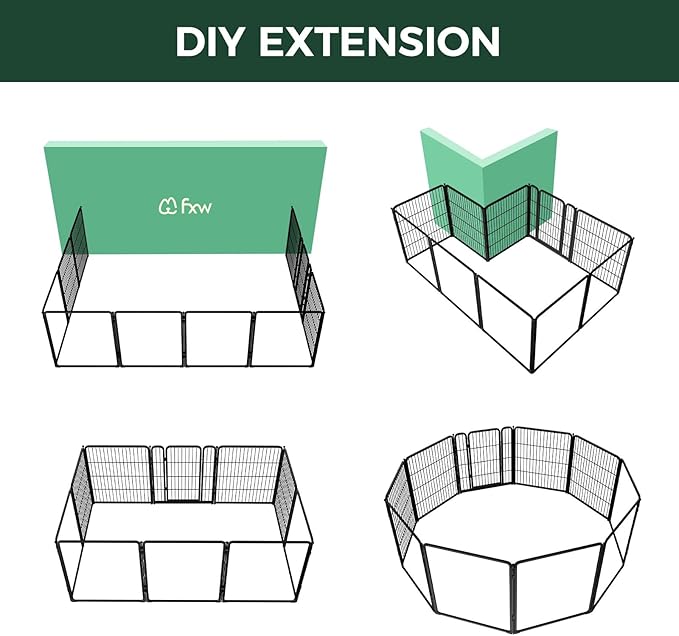 FXW Homeplus Unleashed Indoor Dog Playpen - Stress-Free and Safe Play, Heavy Duty 32 Inch 5 Acrylic Panels + 5 Wire Panels Dog Pen for Small and Medium Dogs, Black│Patented-PawvioPets