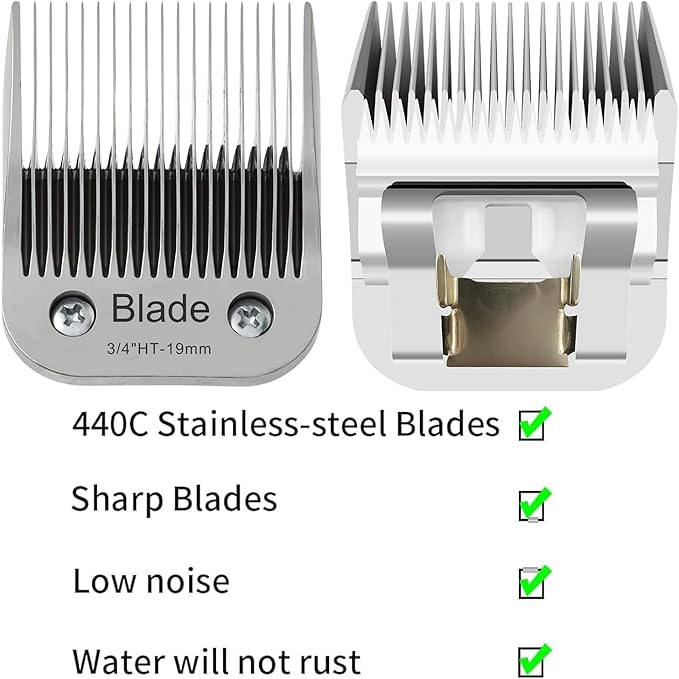 2PCS 3/4" HT Dog Grooming Replacement Blades Compatible with Andis Dog Clippers,Dog Clipper Blades Compatible with Wahl KM-10 Series Clippers, Oster A5,Size-3/4-Inch 19mm Cut Length,Silver-PawvioPets