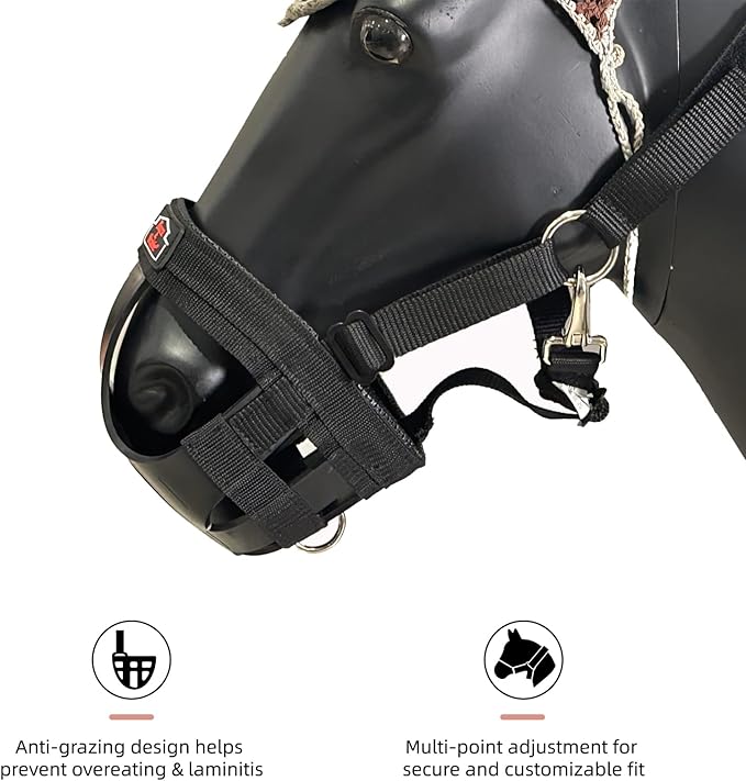 BARN & STABLE Horse Grazing Muzzle Halter for Easy Breathe, Comfortable Professional Horse Muzzle Grazing with Adjustable Straps, Velcro and Buckles, Suitable for Precaution of Laminitis-PawvioPets