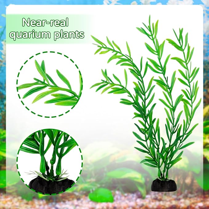 Aquarium Decorations - 25pcs Green Plants for Fish Tank, Plastic Decor Accessories-PawvioPets