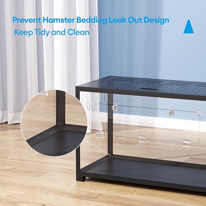 BUCATSTATE Hamster Cage Metal 2.0 - Small Animal Habitats Large Stackable with Top Access Easy Assemble 31.4L*17.6W*20H Inches Dwarf Syrian Hamster House for Guinea Pig, Gerbil (552sq inch Black)-PawvioPets