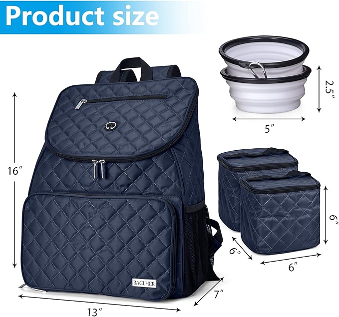 BAGLHER Dog Travel Bag,Airline Approved Pet Supplies Backpack, Dog Travel Backpack with 2 Silicone Collapsible Bowls and 2 Food Baskets.-PawvioPets