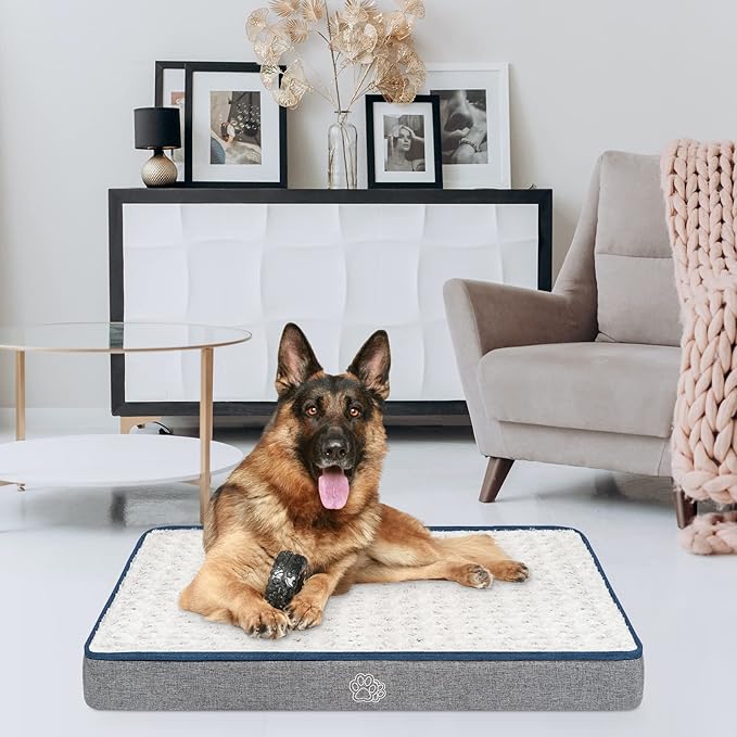 EMPSIGN Reversible Cool and Warm Dog Bed for Crate Pad, Pet Beds with Washable and Removable Cover, Dog Crate Beds Sleeping Mats, Beds for Dogs Crate for Large Medium Small Dogs, Grey-PawvioPets