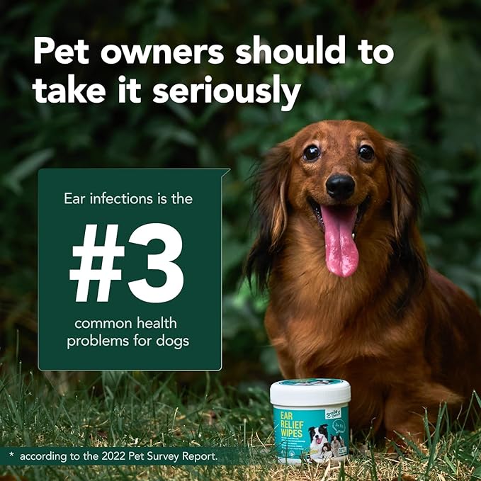 Dog Ear Cleaner Wipes - Dog Ear Infection Treatment Fast Relief from Ear Itching and Inflammation, Cat Ear Wipes Gently Remove Ear Wax Debris and Smelly-PawvioPets