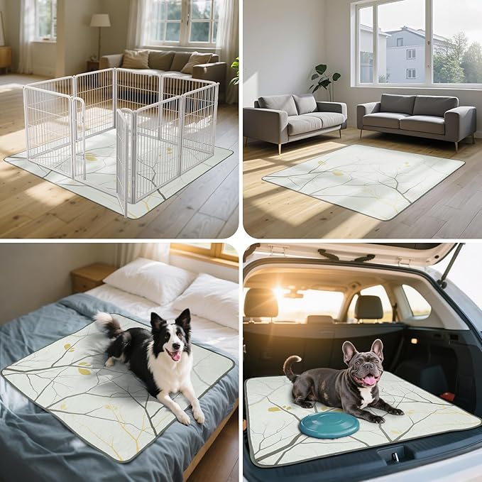 FXW Washable Pee Pads for Dogs, Puppy Pads with Super Absorbent, Specifically Designed for Potty Training, 35" Square, Branch, 2 Packs-PawvioPets