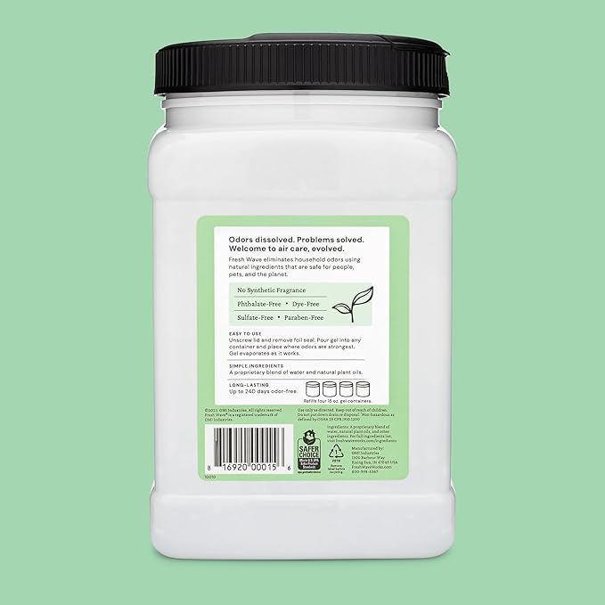 Fresh Wave Original Scent Odor Removing Gel Refill, 63 oz. | Safer Odor Absorbers for Home, Cooking, Trash, & Pets Areas | Natural Plant-Based Odor Eliminator-PawvioPets