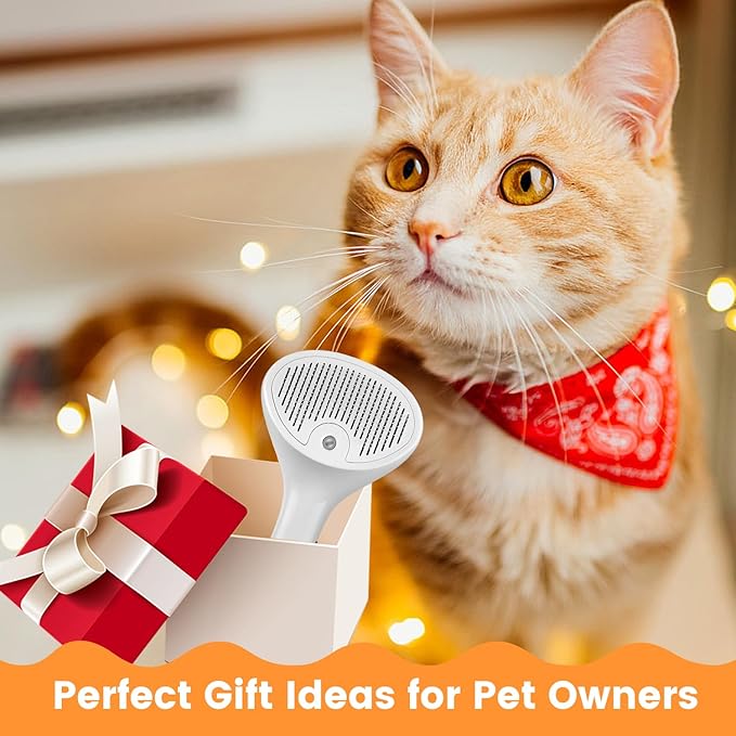 3 In 1 Cat Brush, Anti-Static Dog Brush One-click Self-cleaning Comb for Furry Pet, Rechargeable USB Cat Steam Brush for Shedding, Horse and Dog-PawvioPets