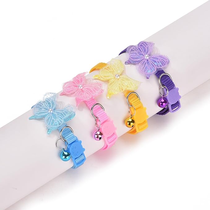 16 PCS Cute Cat Collars Breakaway with Bell for Boy Cats and Girl Cats Gifts (#2-Multicolor Lace)-PawvioPets