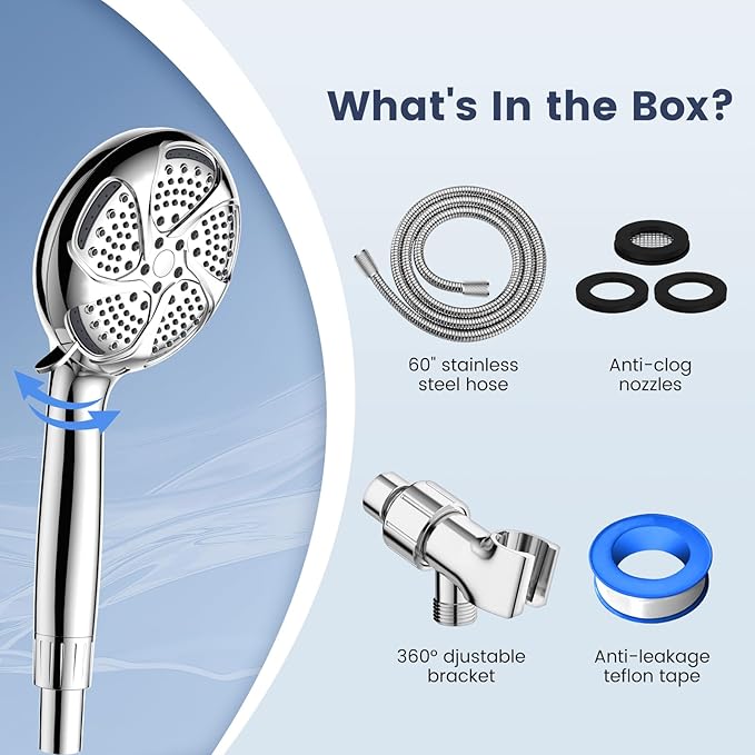 FEELSO Filtered Shower Head with Handheld, High Pressure 7 Spray Showerhead with Filters for Hard Water - Remove Chlorine, Reduce Dry Itchy Skin, Anti-clog Nozzles, Power Wash to Clean Tub, Tile & Pet-PawvioPets