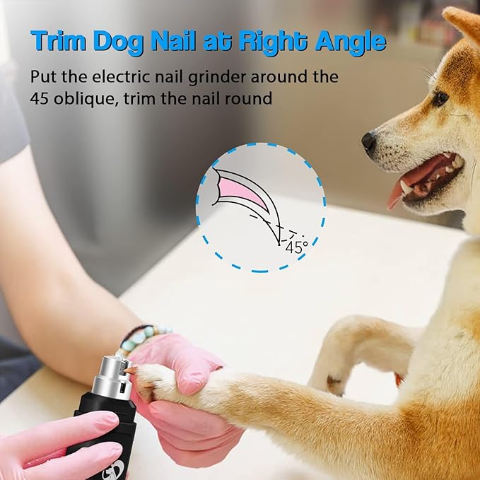 Casfuy Dog Nail Grinder Upgraded - Professional 2-Speed Electric Rechargeable Pet Nail Trimmer Painless Paws Grooming & Smoothing for Small Medium Large Dogs & Cats (Black)-PawvioPets