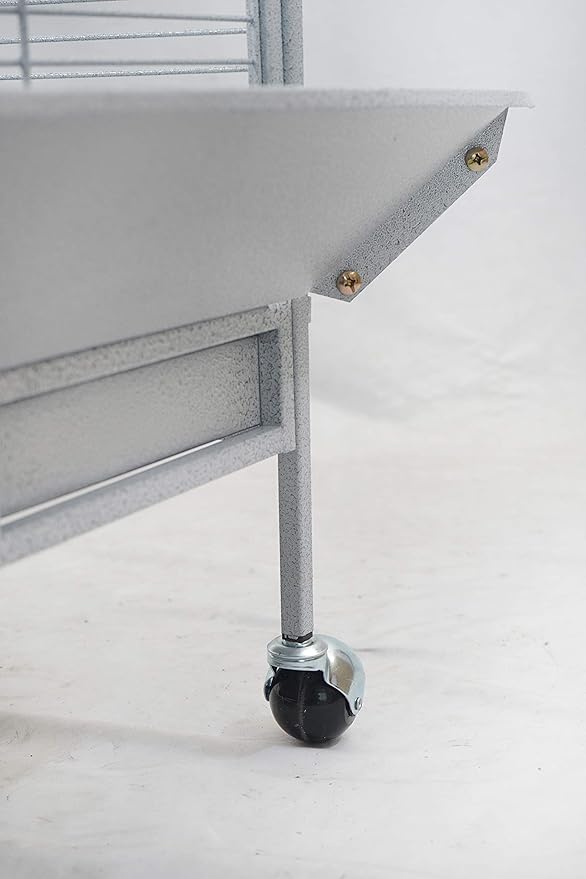 Corner Bird Cage for Cockatiel Parakeet Black and White (White Vein)-PawvioPets