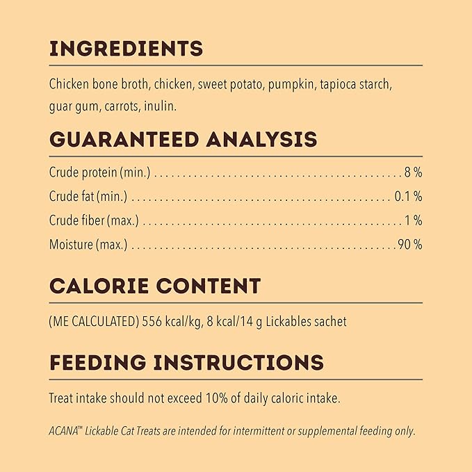ACANA Lickables Cat Treats Chicken Recipe .5oz Tubes (5 Count)-PawvioPets