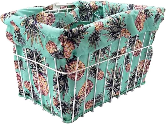 Cruiser Candy Bike Basket Liner Waterproof, Universal Fit for Most Bike Baskets, Stylish 2in1Tote, Bike Basket Cover, EBiKE Front Wire Or Wicker Bike Baskets Fits Up to 15x12x10-PawvioPets