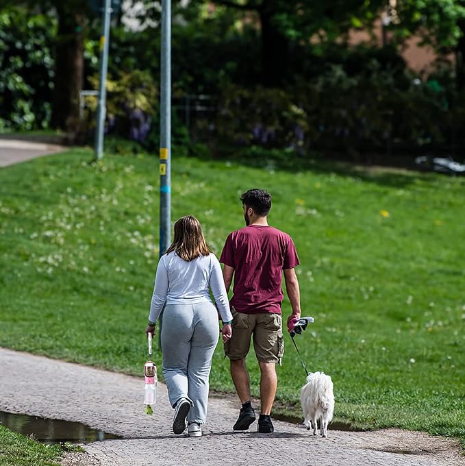 Dog Water Bottle with Food Container & Poop Bag Holder, Travel Water Bowl, Portable Pet Dispenser, Girl Dog Accessories Stuff Items Essentials Gift for Yorkie Chihuahua Walking Hiking-PawvioPets