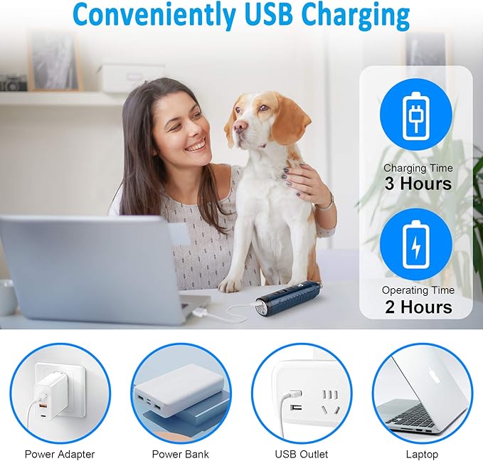 Casfuy Dog Nail Grinder with 2 LED Light - 4.8V Super Powerful 2-Speed Electric Pet Nail Trimmer for Medium Large Dogs Quiet Rechargeable Painless Paws Grooming & Smoothing Tool (Dark Blue)-PawvioPets