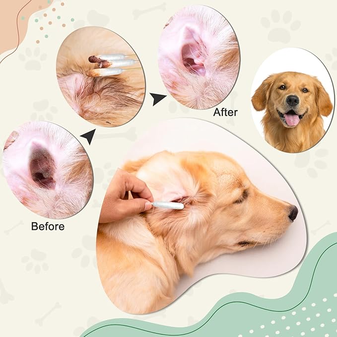 200 PCS Dog Ear Cleaning Kit; 6-Inch Large Cotton Swabs for Gentle & Effective Cleaning. Safe and Hygienic Pet Ear Cleaning Solution-PawvioPets