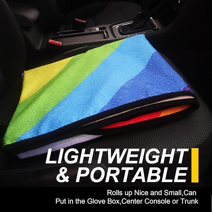 Back Seat Cover for Car Trucks Van SUV,Waterproof Rear Bench Towel Seat Covers for Dogs and Kids,Automotive Backseat Protector (Rainbow)-PawvioPets