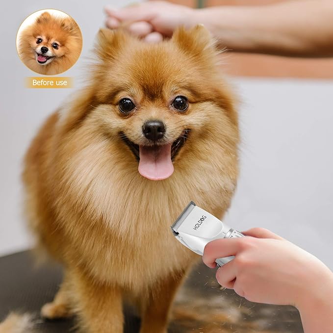 Dog Clippers Professional Heavy Duty Dog Grooming Clipper 3-Speed Low Noise High Power Rechargeable Cordless Pet Grooming Tools for Small & Large Dogs Cats Pets with Thick & Heavy Coats-PawvioPets
