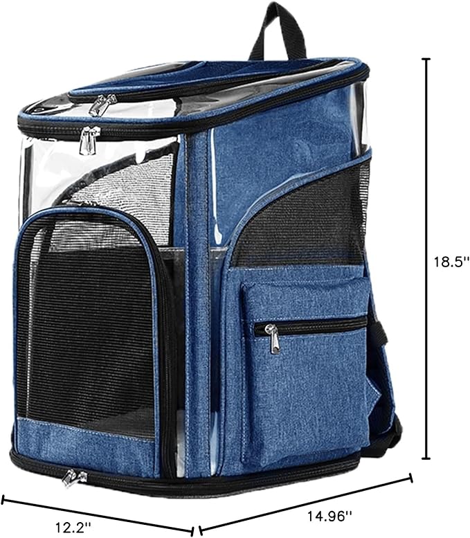 Cat Carriers Dog Carrier Pet for Small Medium Cats Dogs Puppies up to 25 Lbs, TSA Airline Approved Soft Sided, Collapsible Travel Puppy - Black Grey (M: 13" LX11.4 WX17.3 H, Blue)-PawvioPets