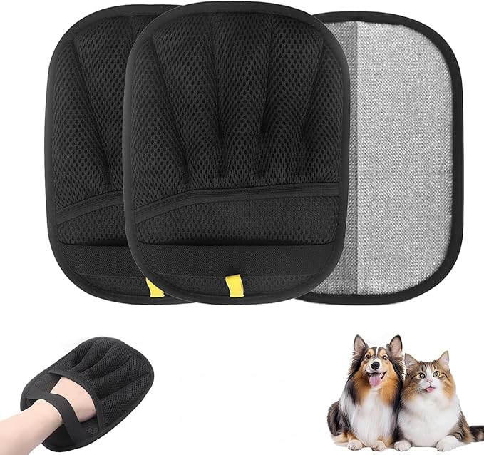 3 Pcs Magic pet Hair Remover Glove - Reusable & Easy-to-Clean cat and Dog Fur Brush for Effortless Grooming, Upgraded Grip and Large Size for Better Coverage-PawvioPets
