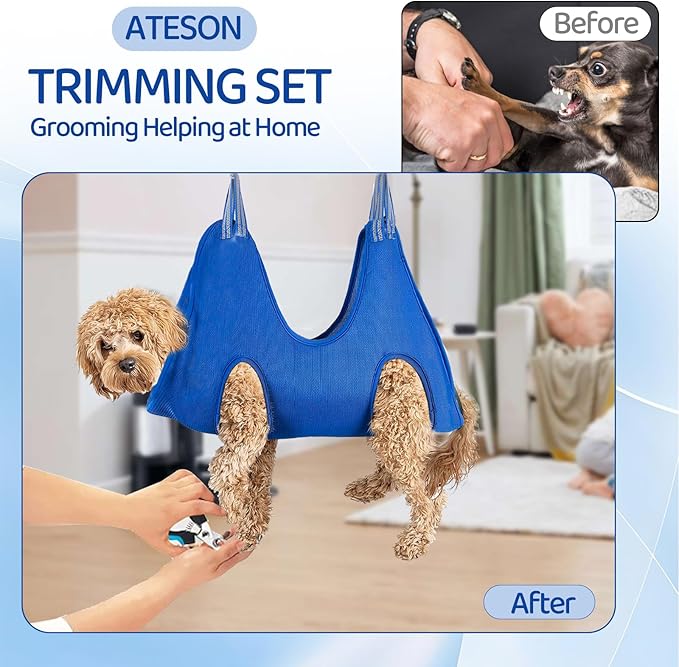 Dog Grooming Hammock for Large & Giant Dogs, Pet Grooming Sling with Nail Clippers, Trimmers & Scissors – Comfortable & Safe Grooming Harness for Stress-Free Nail Trimming for XXXL Dogs-PawvioPets