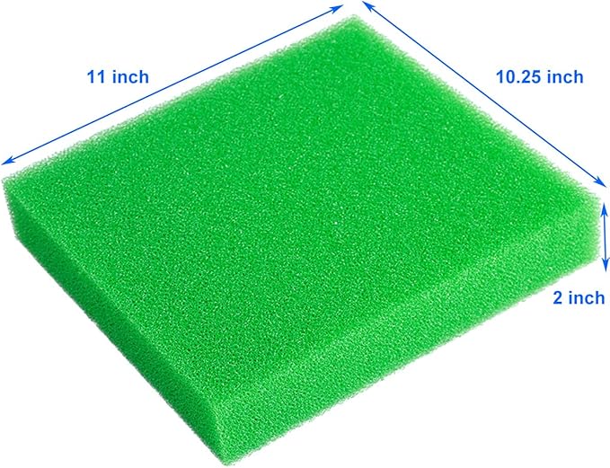 AQUANEAT Aquarium Filter Sponge Open Cell Foam Sheet Bio Sponge Filter Media Pad HMF Fish Tank Sump Divider (11" Lx 10.25" W x 2" H, Green)-PawvioPets