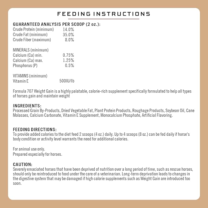 Formula 707 Weight Gain Crumble Equine Supplement, 7 lb Bag – Palatable, Calorie-Rich Nutritional Support for Hard-to-Keep and Senior Horses-PawvioPets