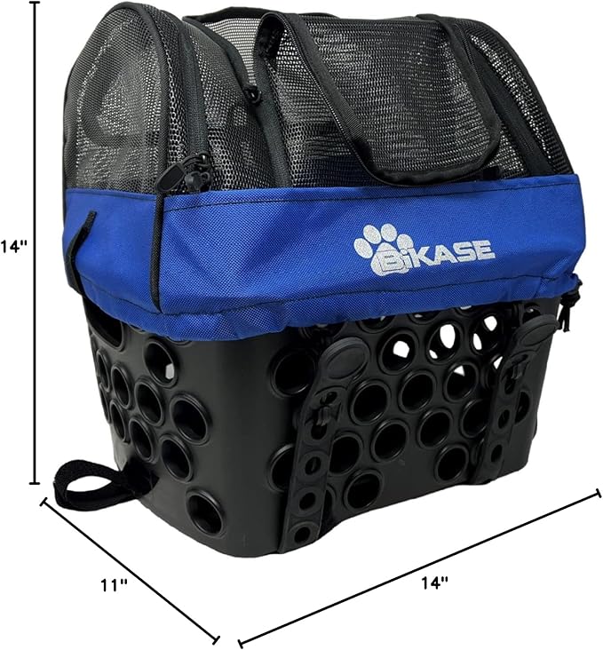 BiKASE Durable Dog Bike Basket & Carrier, Rear Mount Pet Basket for Bikes with Super Comfort Mat and Cover, Ideal for Small Dogs and Cats up to 12 lbs-PawvioPets