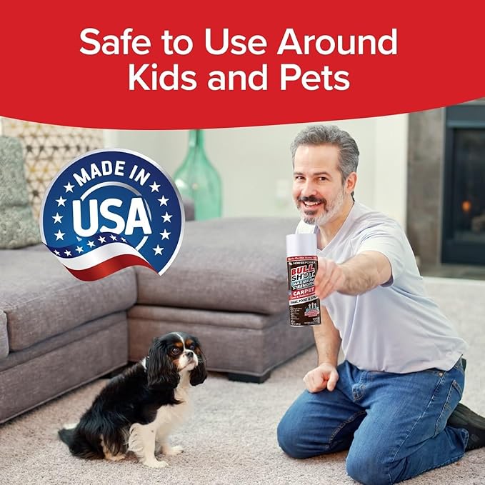 Bull Shot MAX Strength Carpet Spot & Stain Remover by Horsepower, AS-SEEN-ON-TV, Made In US, Just Point & Spray, Stain-Lifting Foam Action, Pet Stains & Odors, Coffee, Wine, New & Old Stains & More-PawvioPets