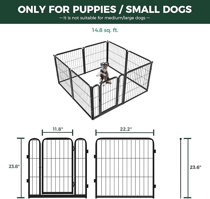 FXW Homeplus Unleashed Indoor Dog Playpen - Stress-Free and Safe Play, Heavy Duty 24 Inch 8 Wire Panels Dog Pen for Puppy and Small Dogs, Black│Patented-PawvioPets