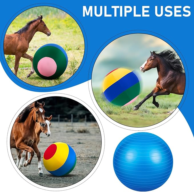 40inch Giant Herding Ball with Ball Cover Anti Burst Please Watch VCR for How to Inflation Horse Toys for Horses Stall Entertainment Play, Pump Included (Mixed Color,Classic)-PawvioPets