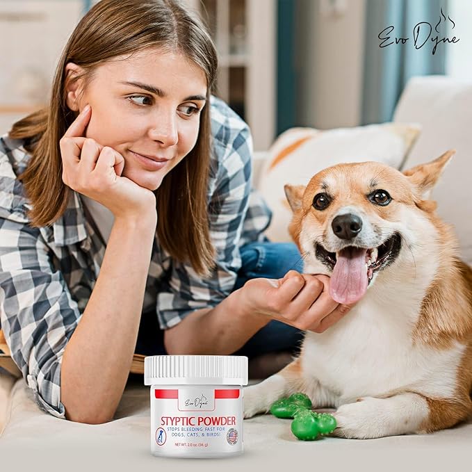 3-PK Styptic Powder for Dogs, Cats, and Birds (2 oz) by Evo Dyne | Fast-Acting Blood Stop Powder for Pets | Quick Stop Bleeding Powder for Dog Nail Clipping, Grooming, Cuts and More (3-Pack)-PawvioPets