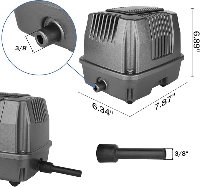 AquaMiracle All-in-One Koi Pond Aerator for Outdoor Ponds, Pond Air Pump Pond Aeration System with Self-Sinking Airline Flow Control Rubber Air Diffuser-PawvioPets