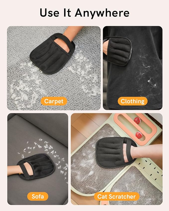 2025 Newly Upgraded Pet Hair Removal Gloves for Cats & Dogs, Electrostatic Grooming Gloves for Pet Hair, Five-Finger Reusable Pet Hair Remover Tool for Clothes, Bed, Couch, Carpet, 3 Pcs-PawvioPets