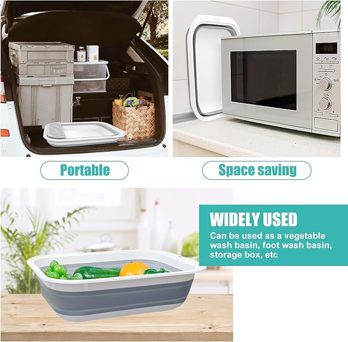 Cat Litter Box for Travel, 18"×14" Grey Small Litter Box for Open Foldable Waterproof Litter Pan,Kitty Litter Box Easy to Clean and Assemble, Portable Litter Box with Scoop-PawvioPets