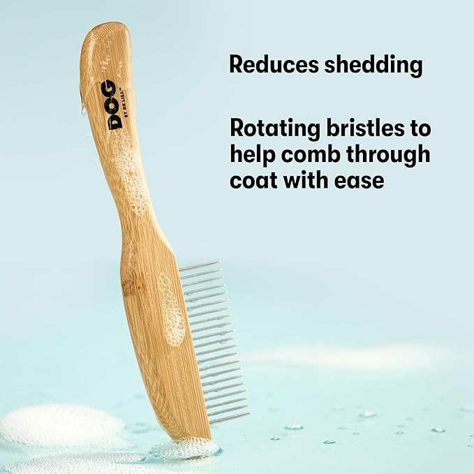 DOG by Dr Lisa - Comb - Detangling Dog Comb - Dematting Grooming Tool - Metal Combs Teeth Removes Knots and Tangles - Stimulate Blood Flow and Increase Natural Coat Oils - Made From Sustainable Bamboo-PawvioPets