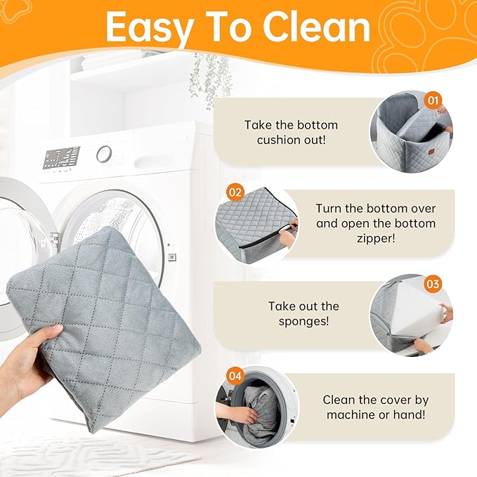 Dog Car Seats for Small Dogs, FurFrolic Memory Foam Dog Booster Seat for Small/Medium Dogs up to 35 lbs, Travel Pet Car Seat with Washable Detachable Cover, Storage Pockets, 2 Safety Belts (Gray)-PawvioPets