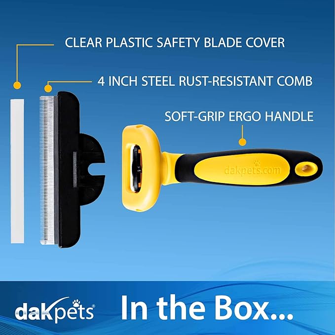 DakPets Stainless Steel Deshedding and Dematting Tool | Professional Pet Grooming Fur Brush for Cats and Dogs Hair Removal-PawvioPets
