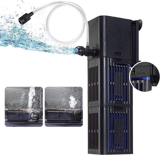 Aquarium Filter Water Flow Adjustable for 75-200 Gallon Fish Turtle Tank 400GPH Biochemical Filtration 4in1 Submersible Internal Powerful Pumps & Filters Keep Freshwater Saltwater Crystal Clear Large-PawvioPets