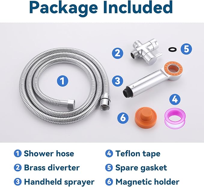 Dog Shower Attachment, 3 Mode Handheld Sprayer with ON/OFF Switch, G1/2" Metal Diverter, 100 Inches Stainless Steel Hose, No Drill Holder, for Pet and Dog Washing in Bathroom-PawvioPets