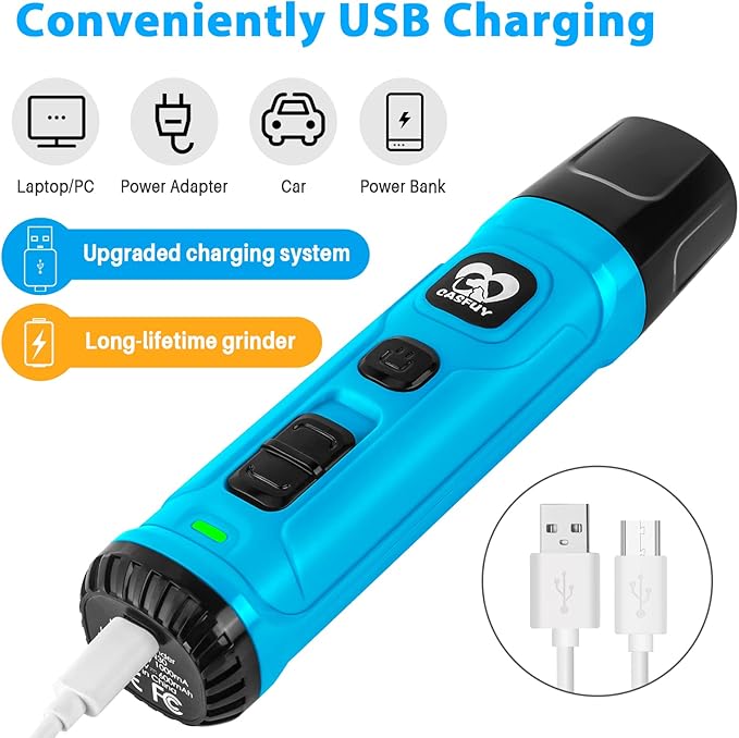 Casfuy Dog Nail Grinder with 2 LED Light - New Version 2-Speed Powerful Electric Pet Nail Trimmer Professional Quiet Painless Paws Grooming & Smoothing for Small Medium Large Dogs(Bright Blue)-PawvioPets