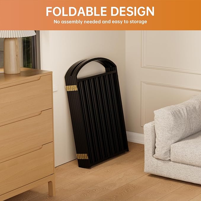 6 Panles Full Matel Freestanding Dog Gates with Door, 144"Extra Wide 32"Tall Free Standing Dog Pet Gate for Indoor & Outdoor. Foldable Pet Fences for Doorways, House, Stairs, Porch, Deck, Yard-PawvioPets