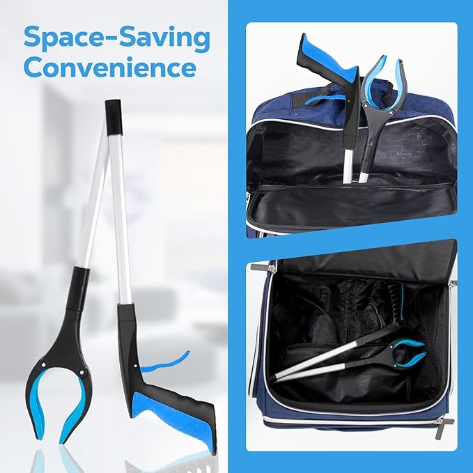 Grabber Reacher Tool - 32” Extra Long Foldable Gripper and Reaching Tool - Heavy Duty Pick Up Stick Grabbers for Seniors, Trash, Surgery Recovery Must Haves Gifts (Blue+Orange 2P)-PawvioPets